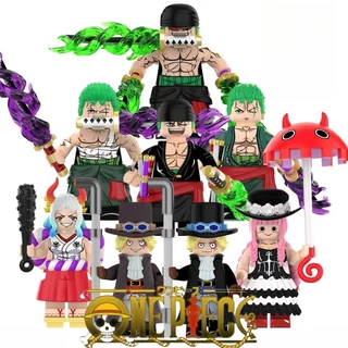 Compatível com LEGO One Piece série Zoro Luffy montagem blocos figura ornamentos-brinquedo modelo de aniversário montagem educacional infantil
