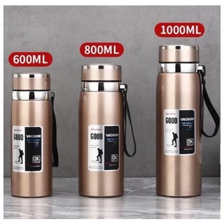Garrafa 800ml/1000ml Inox Térmica Com Infusor Prata Dourada Água Café Parede Dupla Com Alça Para Carregar