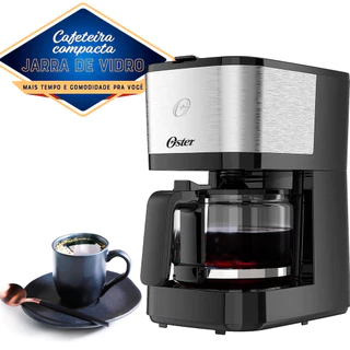 Cafeteira Elétrica Oster Compacta Inox OCAF300 19 Xicaras Filtro Permanente Jarra Vidro 0,75L 127V 220V