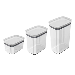 Kit Potes Herméticos Retangulares Brancos 0,65L- 1,5L- 2,3L