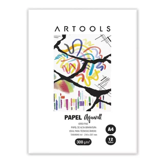PAPEL A4 AQUARELA GRAO FINO AQUARELL ARTOOLS 300 G -M