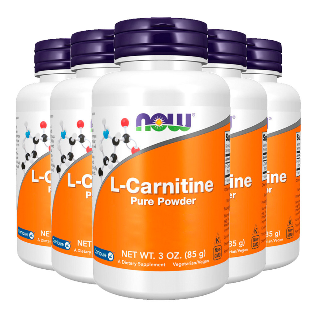 l carnitina em pó Kit 5x L-Carnitina Pura em Pó 85g Now Foods Importado /Made in Usa