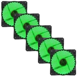 Kit 5 Fan Cooler 32 Led Verde Oem
