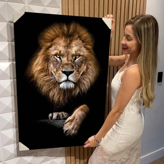 KIT2 Quadro Decorativo Leão Colorido Judá Grande 40*60 Mural De Painel Espesso De 8mm