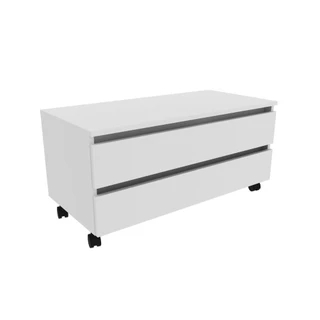 Balcão Gabinete Gaveteiro Multiuso 80 cm 2 Gavetas 4 Rodízios Para Banheiro Branco