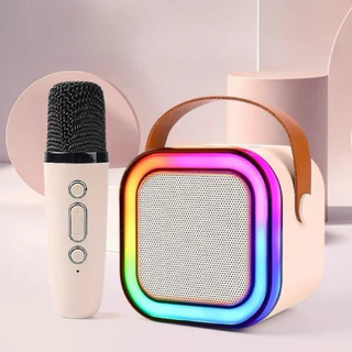 Mini Caixinha De Som Bluetooth K12 Led Com Microfone Karaokê Infantil Speaker