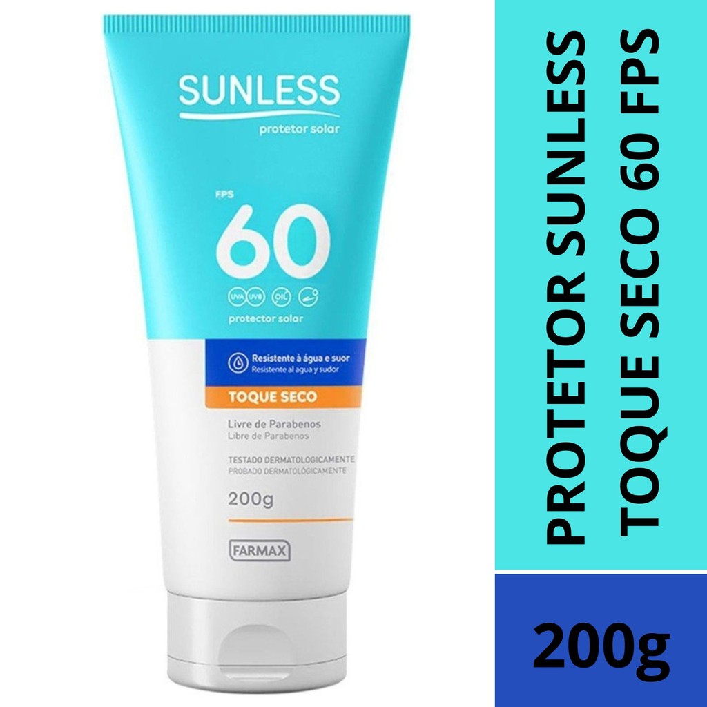 Protetor Solar Toque Seco Fps 60 Sem Parabenos Sunless 200g | Shopee Brasil