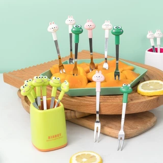 Conjunto Garfinho Infantil Petiscos Sobremesas Frutas Inox Animais Lancheira 6 Peças Alta Qualidade Com Suporte em Oferta na Shopee