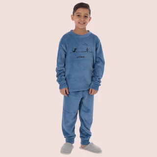Pijama De Frio Victory Soft Bordado Térmico Infantil Liso Menino Toque Macio Peluciado em Oferta na Shopee
