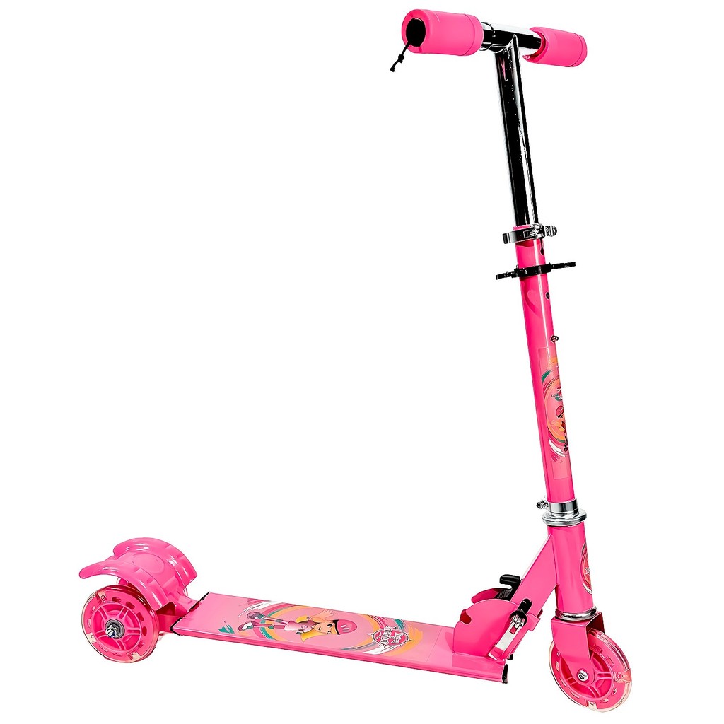Patinete Infantil Rosa Para Meninos Dobrável Com Freio Traseiro