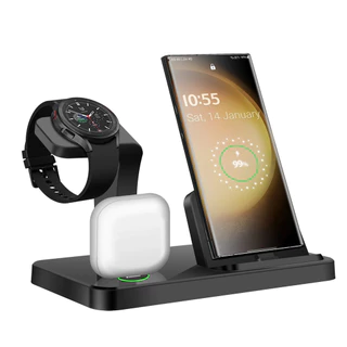 Estação de carregamento Carregador sem fio rápido 3 em 1 para Samsung S23 S22 S21 Note 20 10 Z Flip Z Fold para Galaxy Watch 6 5 Pro 4 3 Buds