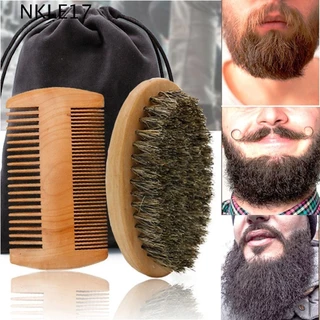 NKLE17 2/3pcs Kit De Pente De Bigode Masculino , Conjunto De Escova E Barba De Cerdas De Javali , Ferramenta Profissional Anti-Estática Para O Cuidado Do Durável Barbeiro