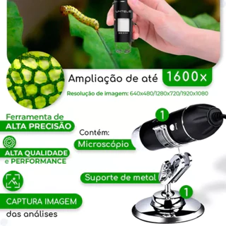 Microscópio Digital Usb Zoom Câmera Lente 1600x Celular Note