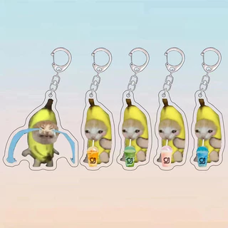 Pingente De Banana Para Gato Chaveiro Feliz Fedorento Acrílico Transparente Casal Bonito Bolsa