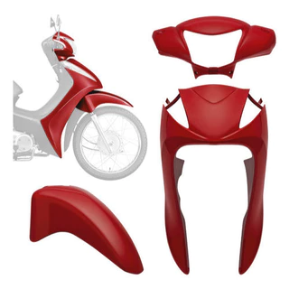 kIT Carenagem Completo Frente farol paralama moto honda Biz 125 2011 2012 2013 - VERMELHO MACEIÓ