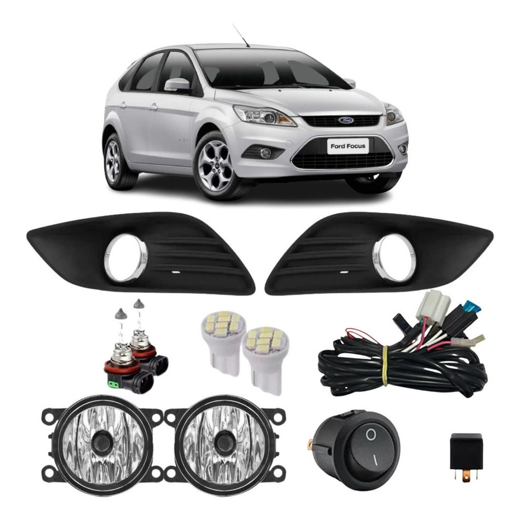 Kit Farol De Milha Neblina Auxiliar Ford Focus A Com Lampadas