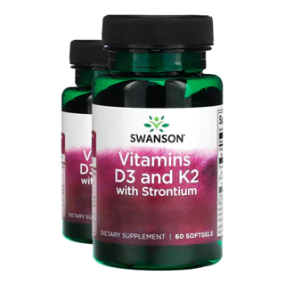 Kit 2x Vitamina D3 e K2 com Estrôncio Swanson 60 Soft Importado/Made in Usa