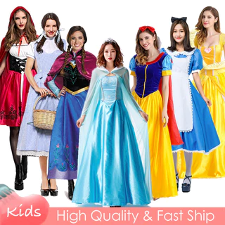 Princesa Belle Elsa Anna Branca De Neve Traje De Halloween Cosplay Para Mulher Adulta Vestido De Festa De Natal Com Manto