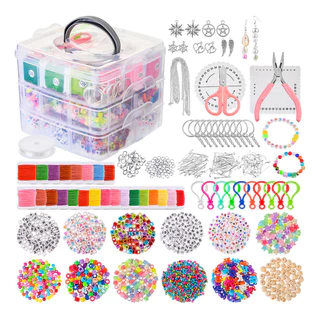 Kit 4655 Peças Miçangas Para Confecção De Joias E Pulseiras