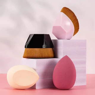 KIT 4 Peças Conjunto Pincel Esponja de Maquiagem Com Caixa Para Base Alta Qualidade Macio - Entrega Pronto - WL em Oferta na Shopee