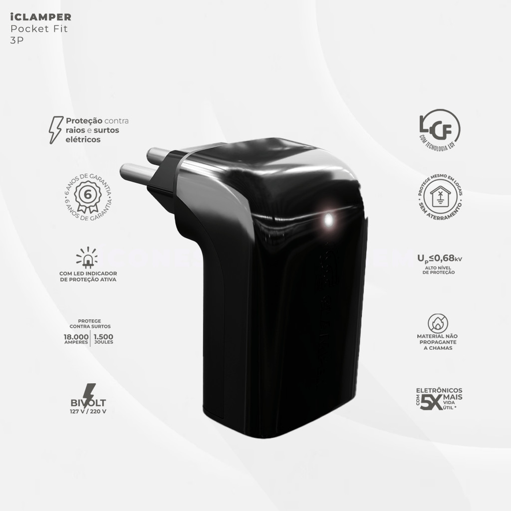 Protetor DPS com Tecnologia LCF iCLAMPER Pocket Fit 3P - 10A