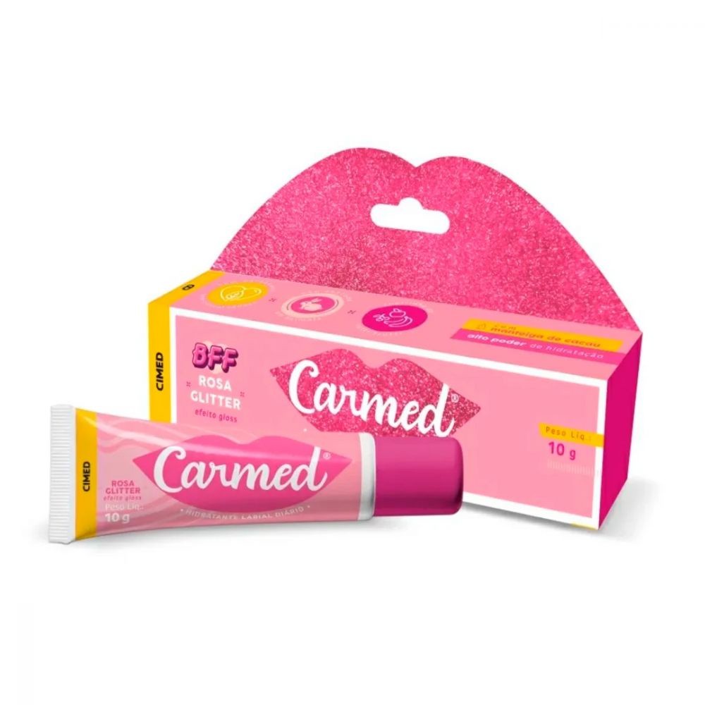 Carmed Bff Rosa Glitter Hidratante Labial Cimed 10g