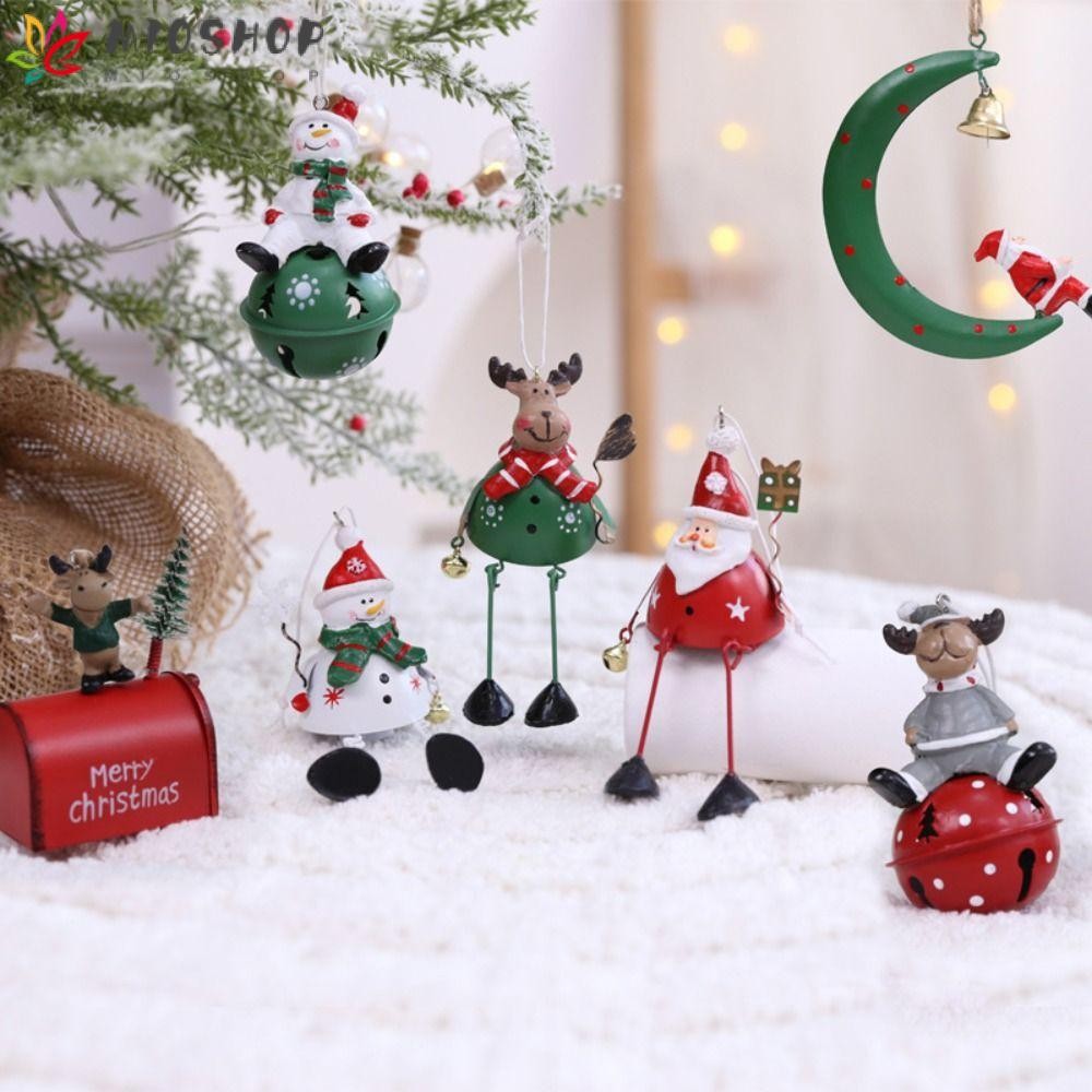 Pingente MIOSHOP De Natal , Layout De Cena Snowman/Elk/Santa Claus Christmas Tree Charms , Presentes Artesanato Moon/Bell Pintura Ornamento Ano Feliz