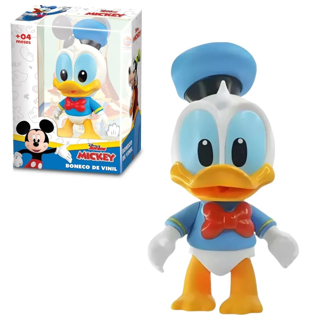 Brinquedo Infantil Boneco Disney Junior Pato Donald Vinil Articulado 12 ...