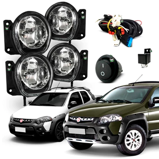 Kit Farol Auxi Milha Strada Adventure e Palio Weekend Adventure 04 05 06 07 S/Moldura Botao Tic Tac