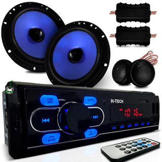 Kit Som Automotivo Rádio Mp3 + Kit Alto Falante 2 vias 6 Polegadas 130w 4 Ohms