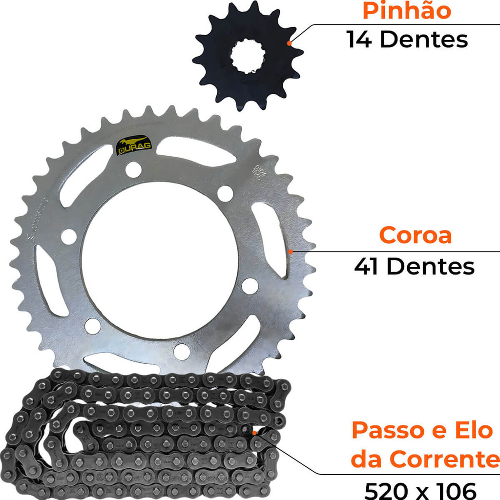 Kit Relação Transmissão Kawasaki Ninja 400 2018 a 2025 Reforçado