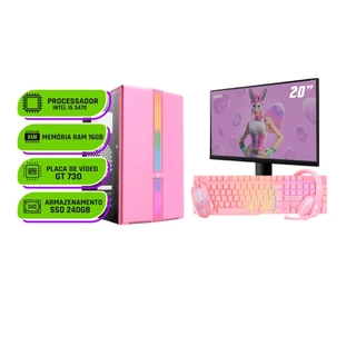 PC Gamer Rosa Pink Feminino Intel i5 3470 GeForce GT 730 4GB Memoria 16GB DDR3 SSD 240GB