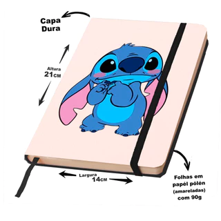 Caderno Sketchbook ou de anotação Capa dura GRANDE 21X14cm tema Stitch