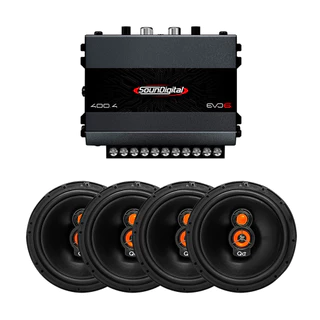 Kit Modulo Amplificador Soundigital 400 Rms SD-400.4 Evo 6 + 2 Pares Alto Falante 6 Pol Qa+ 200w Rms AF-610 Triaxial em Oferta na Shopee