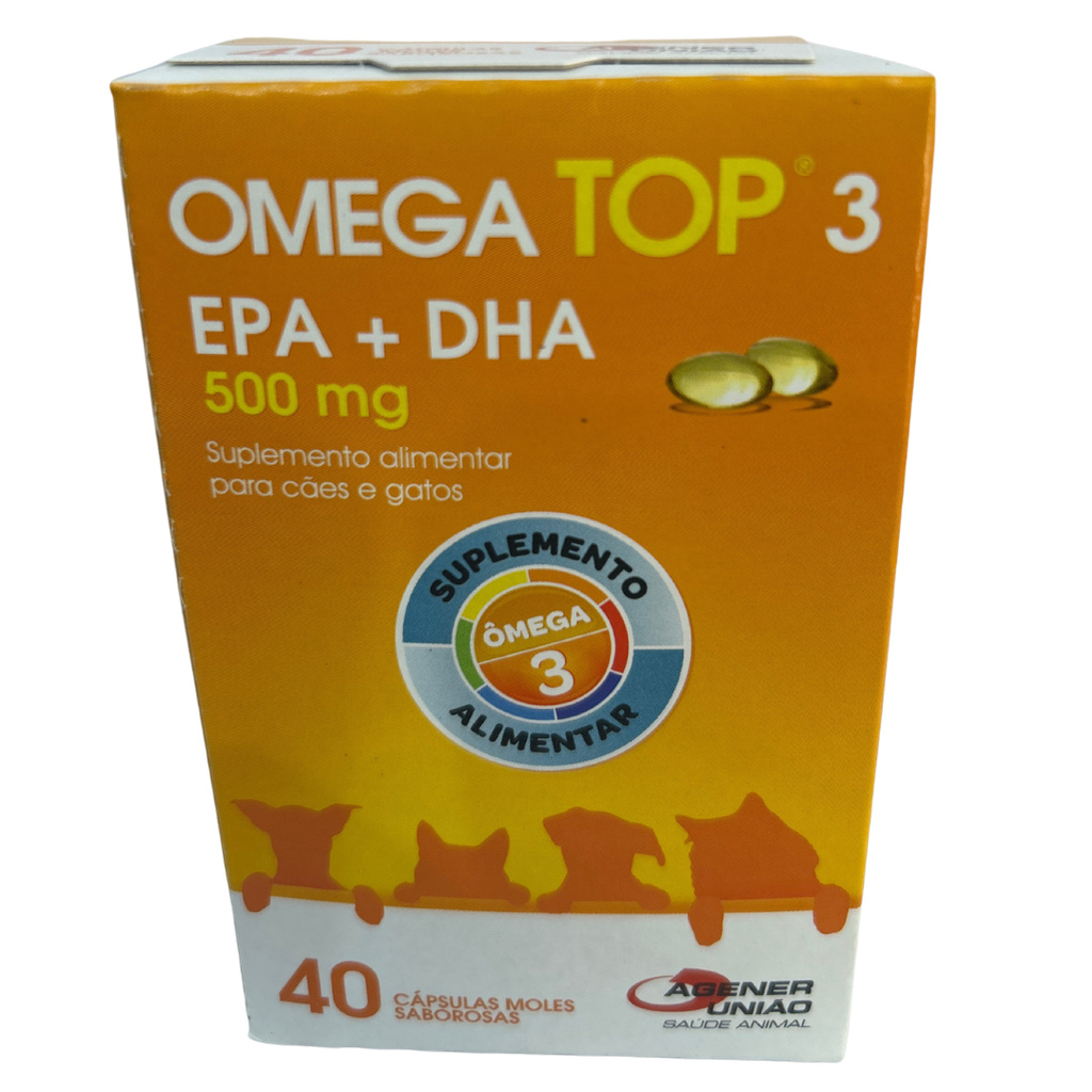 Omega 3 OmegaTop Suplemento Vitamina Cães e Gatos 500mg | Shopee Brasil