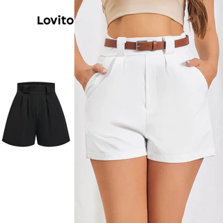Lovito Elegante Short Plissado Básico para Mulheres LBL06164 (Multicolorido)