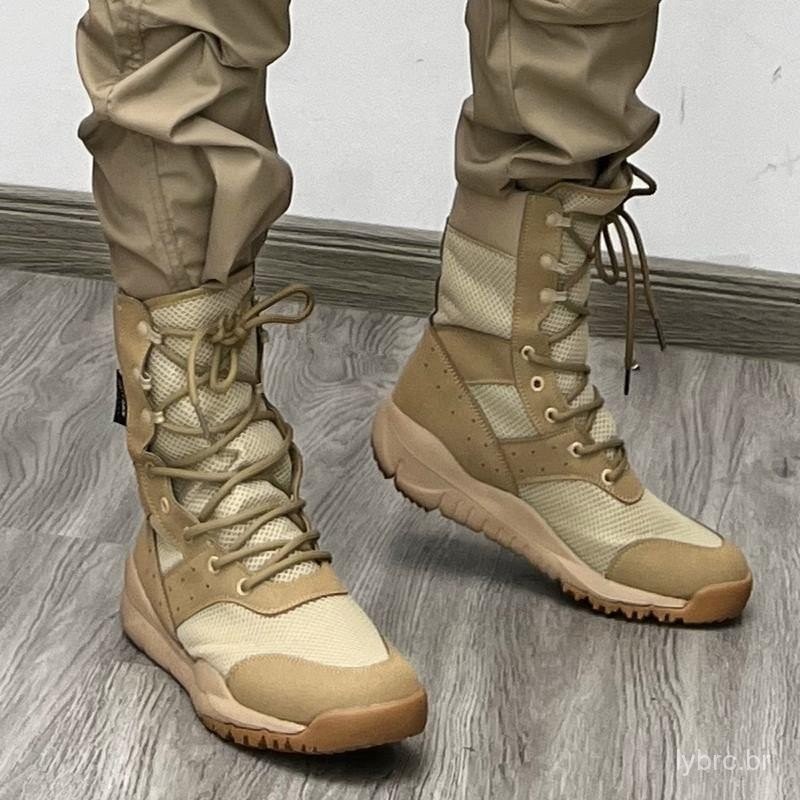 Botas de Combate Masculinas de Verão, Botas Táticas de Malha Alta ...
