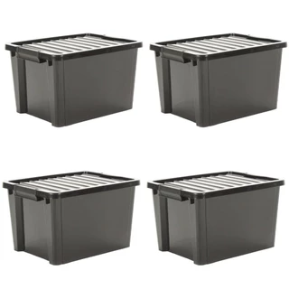 Kit 4 Caixas Organizadoras Reforçada 50 Litros Com Rodas e Travas na Tampa - Life Box em Oferta na Shopee