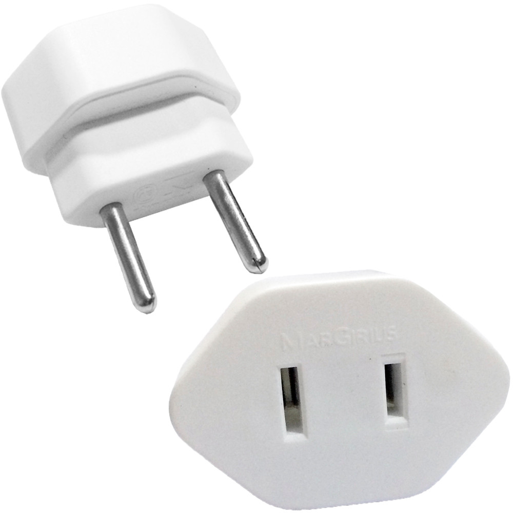 Adaptador Plug 2 Pinos 10a Chato Americano Para Redondo Branco ...