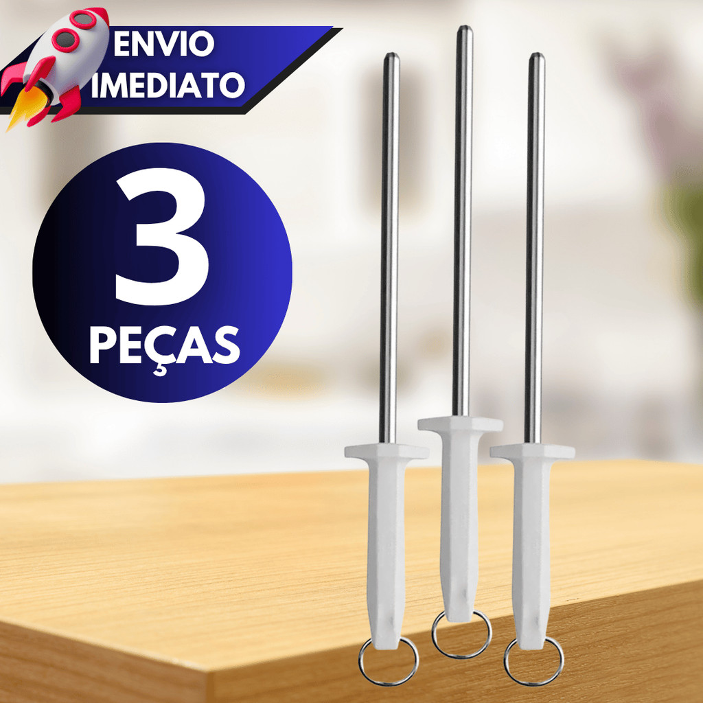 Chaira Profissional para Afiar Facas Kit com 3 Unidades - Inox Premium ...