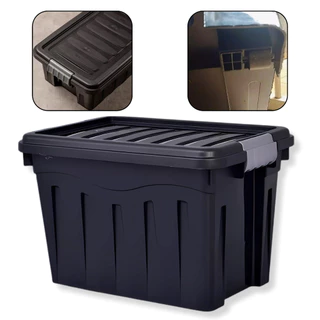 Caixa Organizadora Resistente Preta 53L Grande Multiuso Com Tampa Firme Travas e Rodinhas Reforçadas em Oferta na Shopee