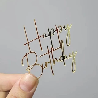 Kit com 08 Unidades de Aplique para Bentô Cakes - Happy Birthday Dourado