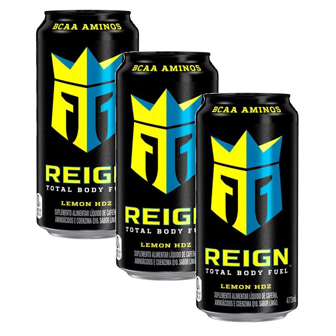 KIt 3 Energético Alta Performance Reign Lemon Lata 473ml | Shopee Brasil
