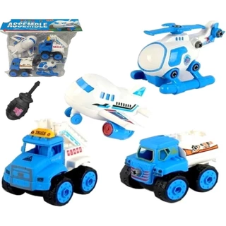 Kit Helicoptero Carrinhos Monta Desmonta Brinquedo Infantil