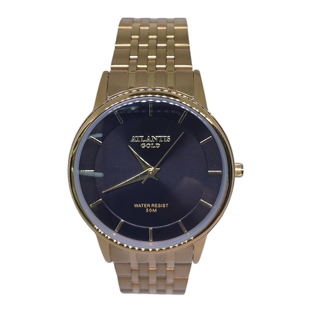 Relógio Atlantis Analógico Dourado Gold Resistente à Água