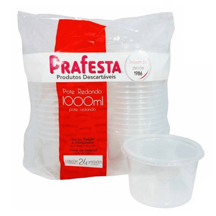 Pote Redondo Bolo Fit Freezer Microondas 500ml Descartável 24 Unidades