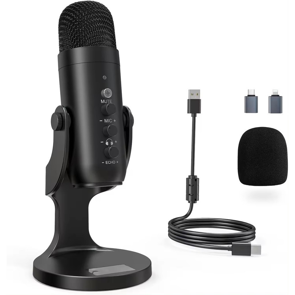 Microfone Condensador com Adaptador para Celular USB PC