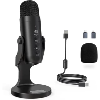 Microfone Condensador com Adaptador para Celular USB PC