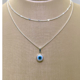 KIT 2 Choker Colar com detalhe de coração + Colar Olho Grego a Prata 925