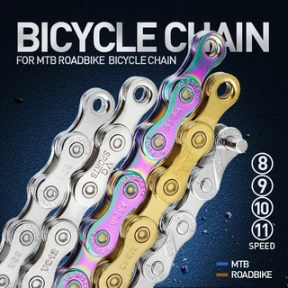 VG Corrente De Bicicleta Esportiva 8 9 10 11 Velocidade Silver Gold Rainbow MTB Mountain Road Bike Chain Acessórios
